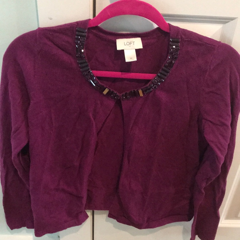 Loft Medium Cardigan Jeweled Collar